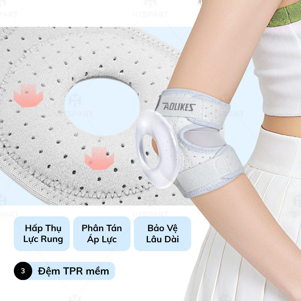 Đai Bảo Vệ Khuỷu Tay Aolikes 7941, Giảm Chấn Thương Khi Tập Gym, Cầu Lông, Pickleball Cả Nam Nữ