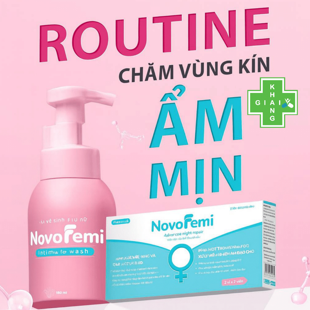 [CHE TÊN SP] Viên đặt giúp phục hồi và cấp ẩm chuyên sâu NovoFemi xanh (Hộp 14v). *Khách đặt 7v thì không có hộp