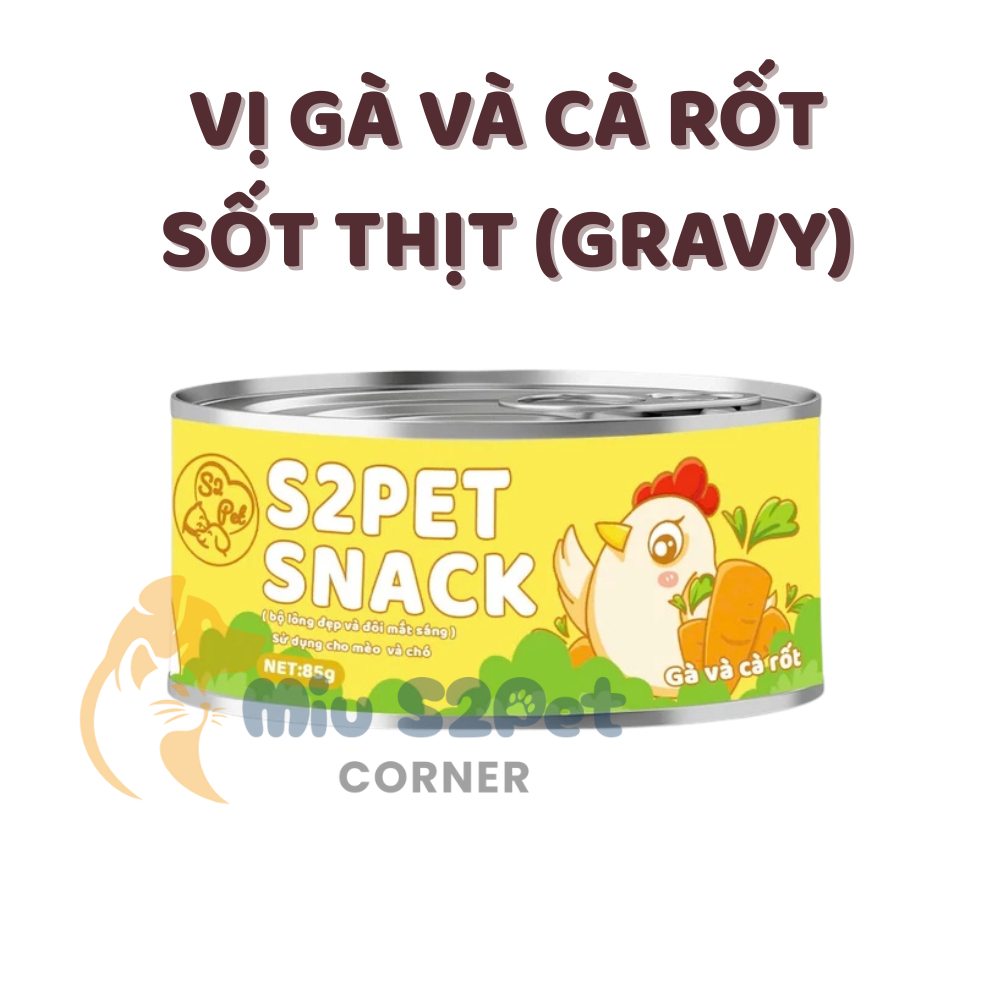 Combo 12-24 Lon Pate S2Pet Snack 85g Thịt Xé Sốt Mix Rau Củ – Thức Ăn Ướt Bổ Sung Nước, Dinh Dưỡng Cho Chó Mèo