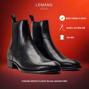 Giày da bò Chelsea boots LEMANS CB01, mũi nhọn, Gót cao đế cao 5cm độc quyền, Bảo Hành 24 tháng