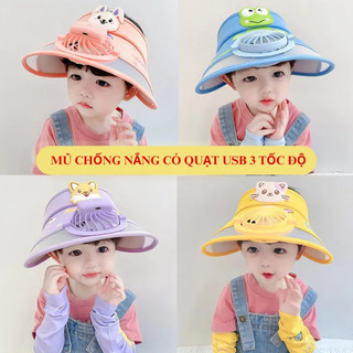 Mũ Che Nắng Cho Bé 2in1 Có Quạt Mini – Mũ Chống Nắng Trẻ Em Làm Mát, Nón Rộng Vành Chống UV