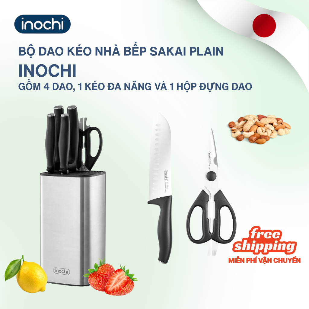 BỘ DAO KÉO NHÀ BẾP SAKAI PLAIN Inochi Mall cao cấp, thiết kế tinh tế, sắc bén bền bỉ với thời gian