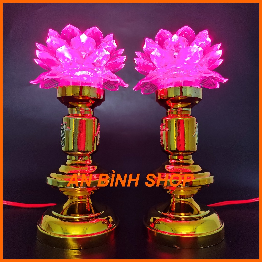 ( Hàng loại 1 ) 1 Bộ 2 đèn thờ, đèn hoa sen bàn thờ phật, đèn thờ cúng, đèn điện bàn thờ