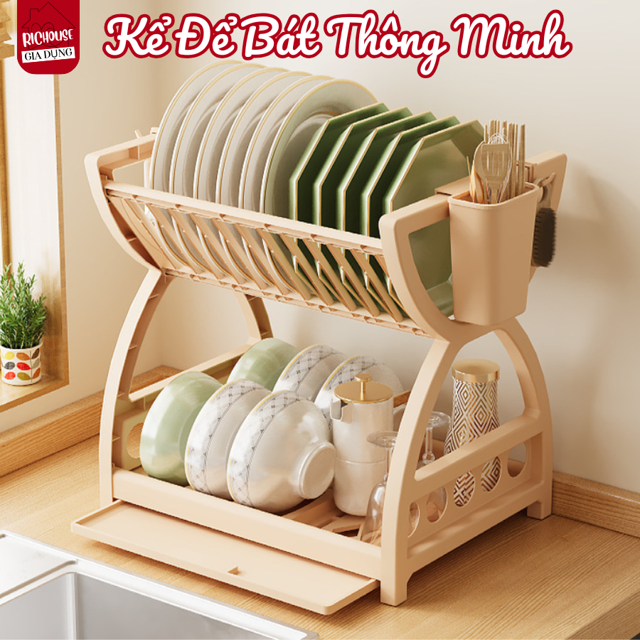 Kệ Úp Bát Đĩa Đa Năng, Giá Để Chén Bát Gọn Nhẹ, Thoát Nước Nhanh Thông Minh