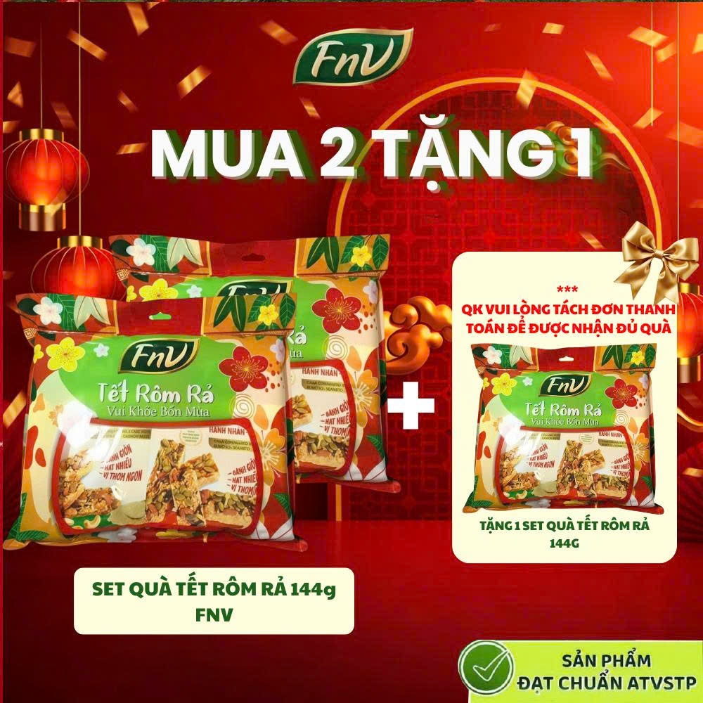 (MUA 2 TẶNG 1) Set quà Tết Rôm Rả 144g Fnv Food bánh gạo mầm mix hạt ...