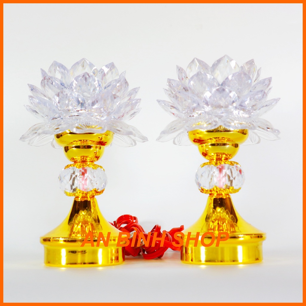 ( Hàng loại 1 ) Cặp đèn thờ, đèn bàn thờ, đèn thờ hoa sen, đèn thờ bóng led