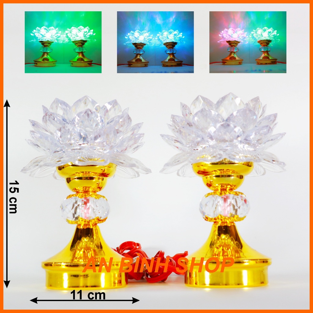 ( Hàng loại 1 ) Cặp đèn thờ, đèn bàn thờ, đèn thờ hoa sen, đèn thờ bóng led