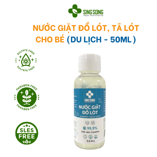 Nước Giặt Đồ Lót, Đồ Lụa SingSong. Diệt 99,9% Nấm Candida, Nấm Mốc, giặt tay, an toàn cho da - 50ml