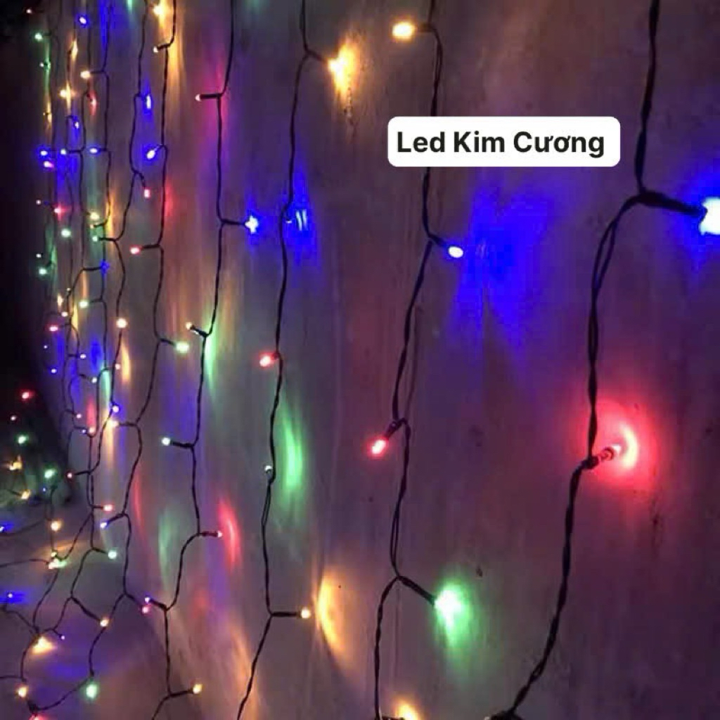 Đèn LED Kim Cương 12m 100bóng Năng Lượng Mặt Trời – Ánh Vàng/Led Nhiều Màu – Chống Nước