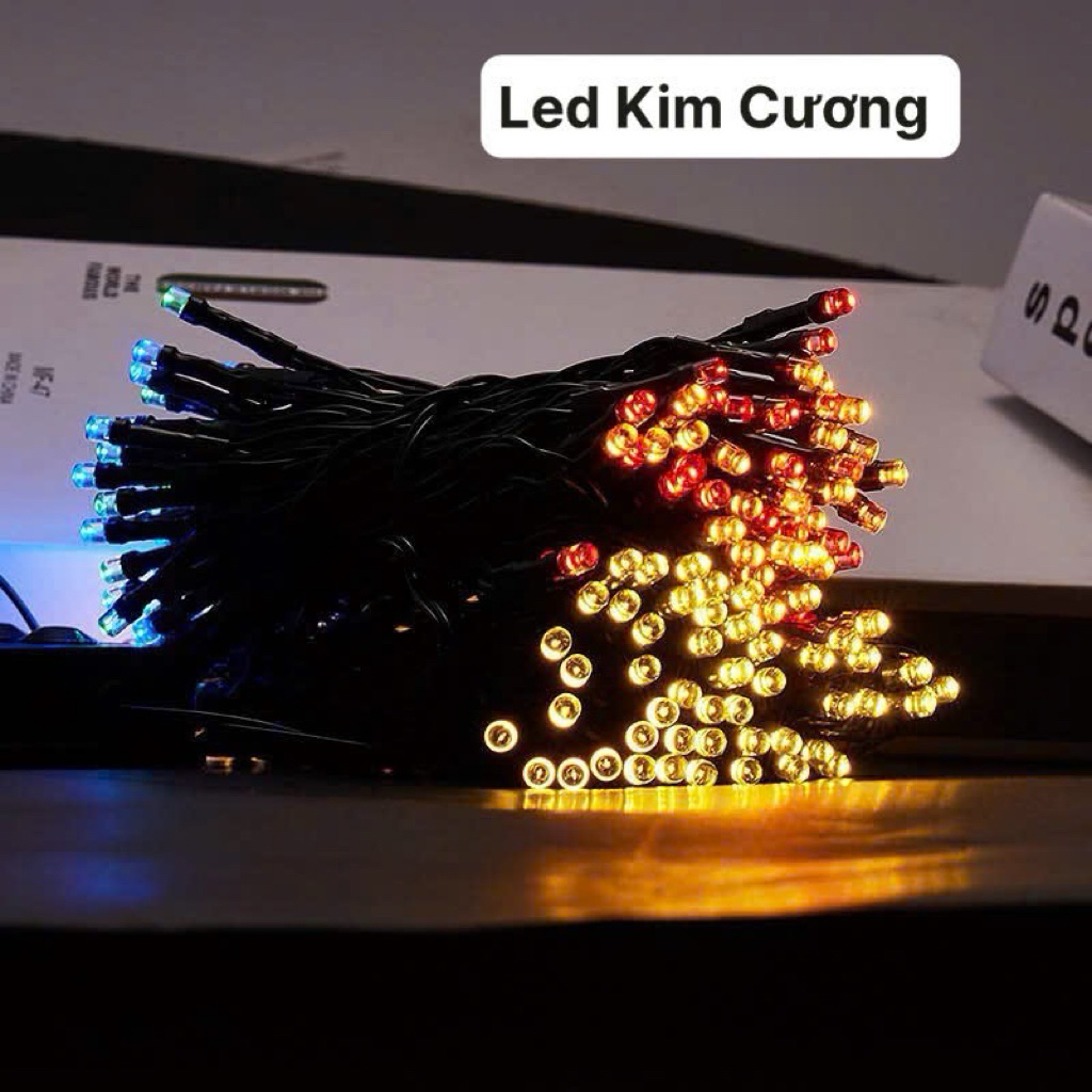 Đèn LED Kim Cương 12m 100bóng Năng Lượng Mặt Trời – Ánh Vàng/Led Nhiều Màu – Chống Nước