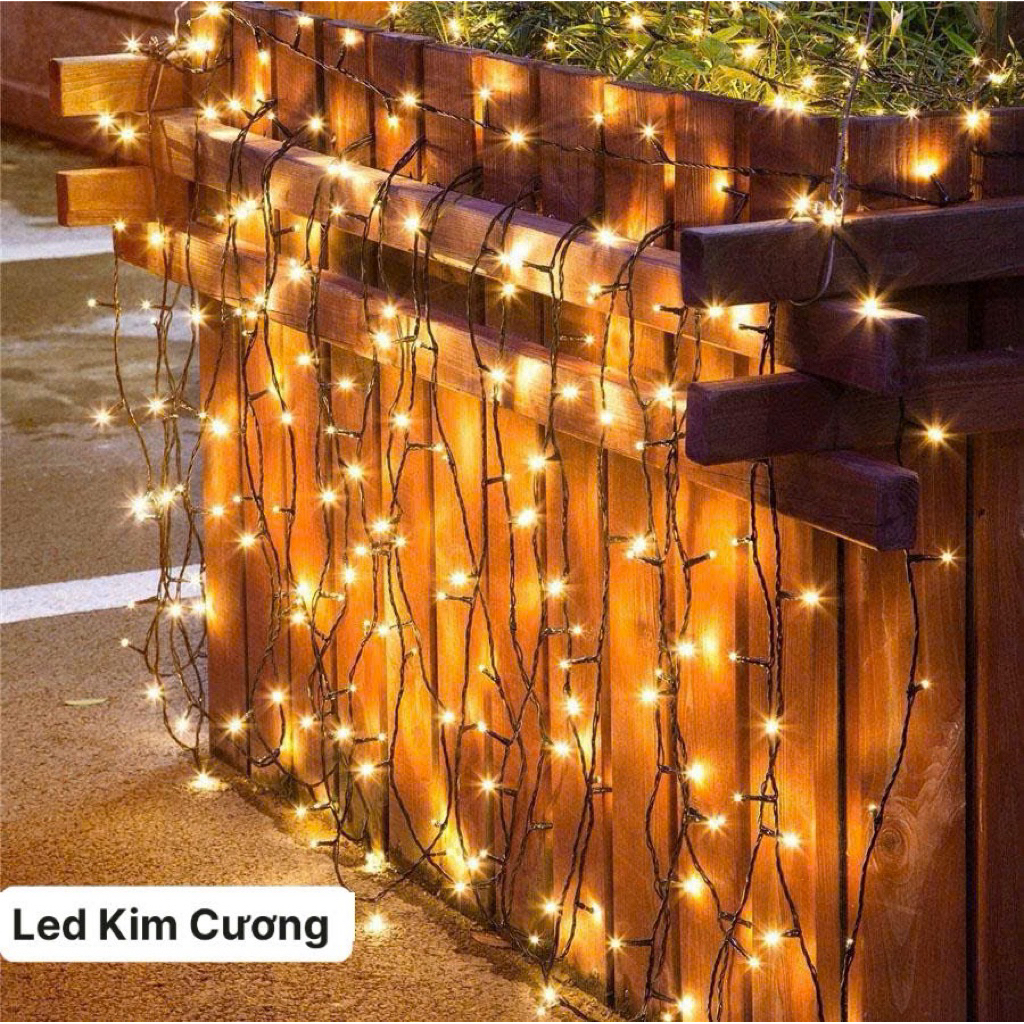 Đèn LED Kim Cương 12m 100bóng Năng Lượng Mặt Trời – Ánh Vàng/Led Nhiều Màu – Chống Nước