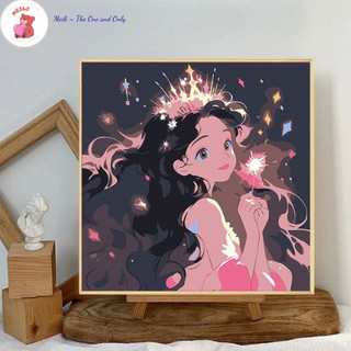 ( TẶNG SET 10 KHẨU TRANG) Tranh số hoá Hoạt Hình Tranh Tô Màu 20x20cm dễ thương đầy đủ cọ, màu, căng khung sẵn MEILI STO