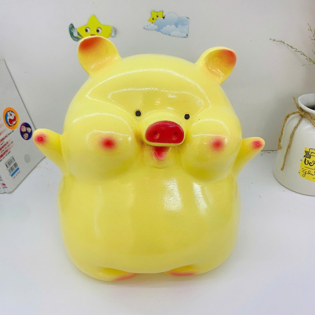 Heo đất tiết kiệm Heo má Bánh Bao hello cute size to lỗ tròn-ống tiết kiệm,lợn đất,quà tặng-HĐ73