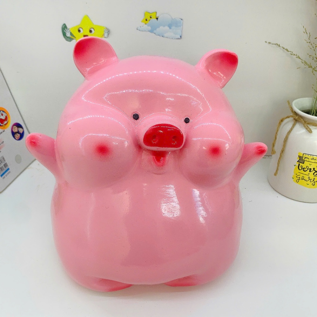 Heo đất tiết kiệm Heo má Bánh Bao hello cute size to lỗ tròn-ống tiết kiệm,lợn đất,quà tặng-HĐ73