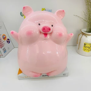Heo đất tiết kiệm Heo má Bánh Bao hello cute size to lỗ tròn-ống tiết kiệm,lợn đất,quà tặng-HĐ73