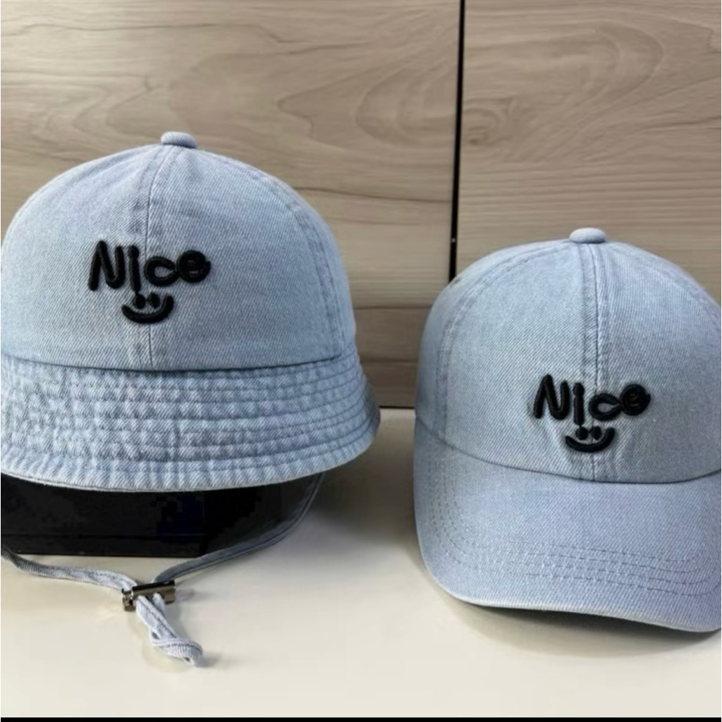 Mũ bucket jean cao cấp cho bé 4-9 tuổi - Nón vành tròn rin thêu mặt cười nhỏ siêu đẹp cho bé trai gái