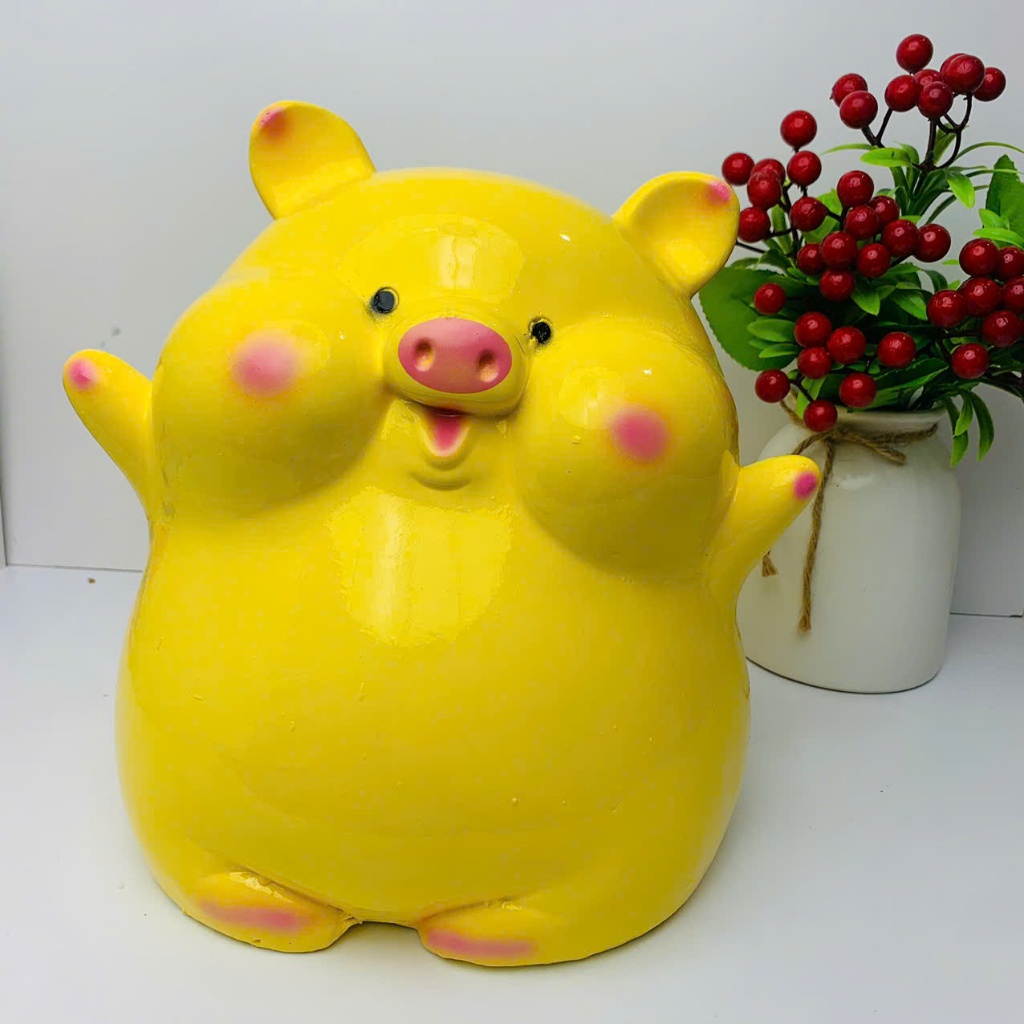 Heo đất tiết kiệm Heo má Bánh Bao hello cute size to lỗ tròn-ống tiết kiệm,lợn đất,quà tặng-HĐ73