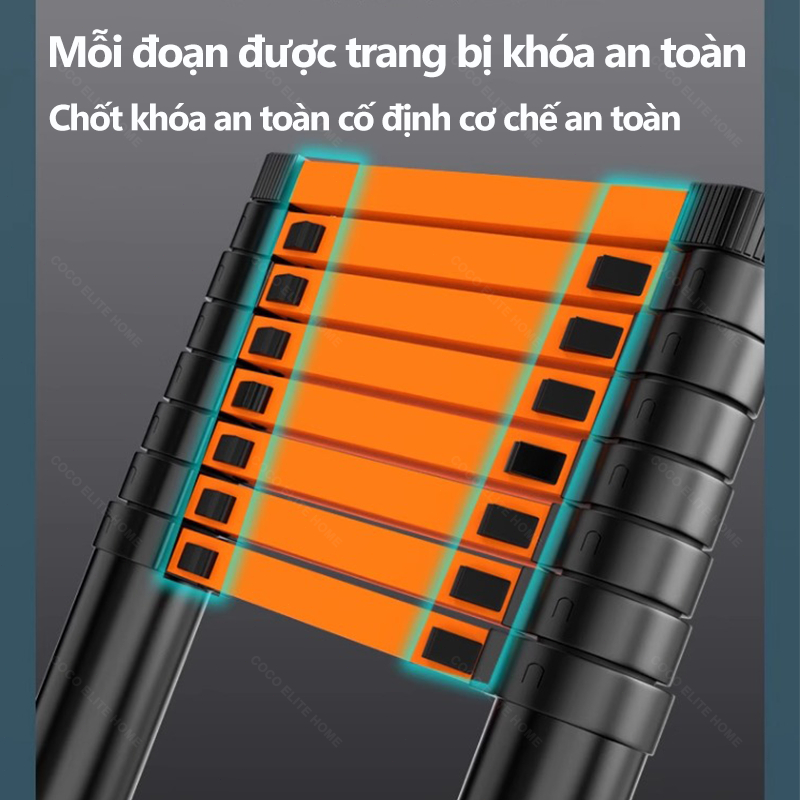 Thang Nhôm Cao Cấp Inox 1.7M-5.9M - Phụ Kiện Inox & Khóa Tự Động An Toàn