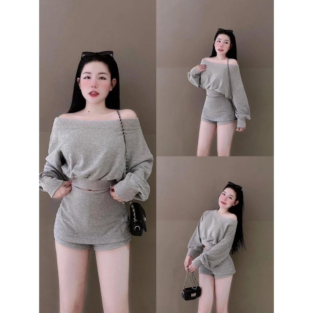 Sét Váy Nỉ Trễ Vai Sexy Phối Kèm Chân Váy Xếp Ly Mẫu Mới Sang Chảnh Hottrend 2026 Cho Phái Đẹp