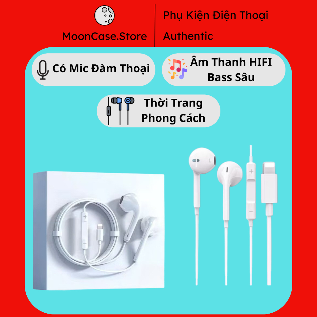 Tai nghe dây Bluetooth có Mic chân dẹt và chân tròn 3.5MM âm thanh HiFi bass sâu ip xsmax 11 12 13 14 15 16 promax plus