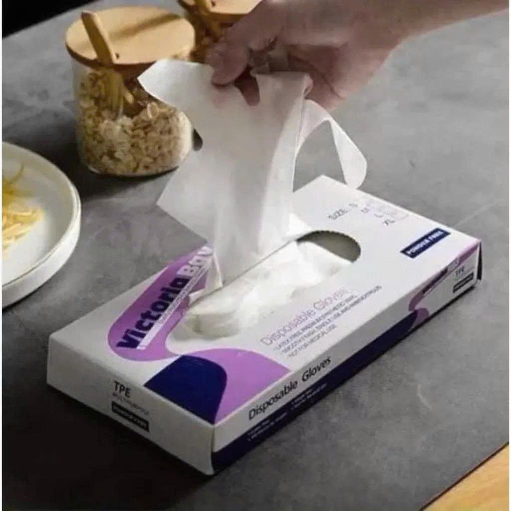 Hộp 100 găng tay nấu ăn siêu dai Victoria Bay chất liệu TPE không mùi