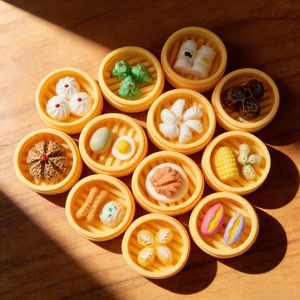 Set 30 Đồ Ăn Dimsum Mô Hình Mini Charm Đồ Ăn Điểm Tâm Xửng Hấp HongKong Đồ Chơi Trang Trí Nhà Búp Bê