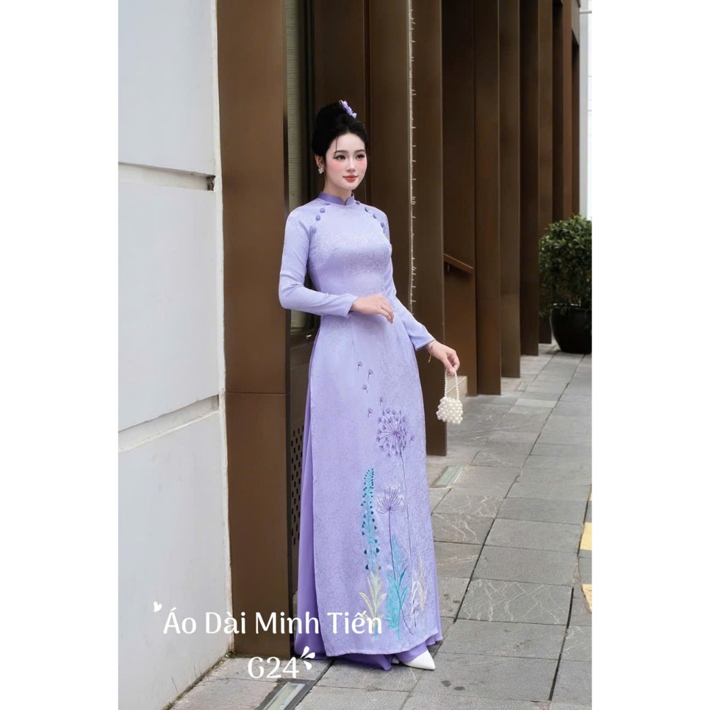 Áo Dài Chất Liệu Gấm Hoa Cao Cấp Hàng Thêu Và May Thủ Công Tỉ Mỉ - Mã G24