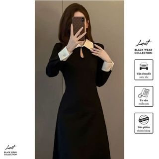 Đầm nữ thiết kế dáng dài phối cổ sơ mi trắng cách điệu LUST Váy nữ công sở phongcách thanh lịch T791