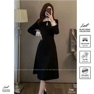 Đầm nữ thiết kế dáng dài phối cổ sơ mi trắng cách điệu LUST Váy nữ công sở phongcách thanh lịch T791
