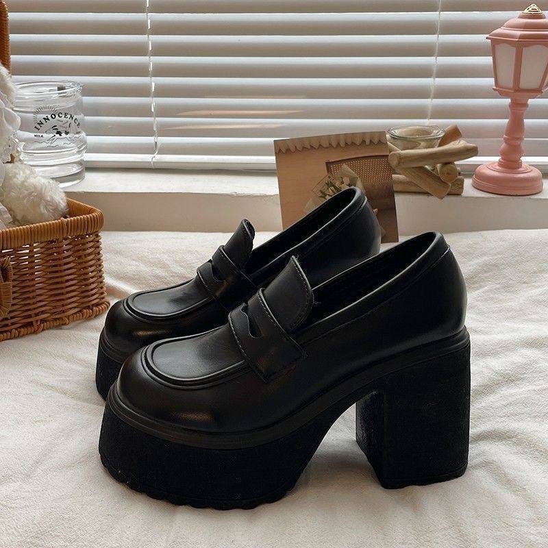 Giày Loafers Đế Độn Cao Gót Vuông 8cm – Hack Dáng Siêu Đỉnh