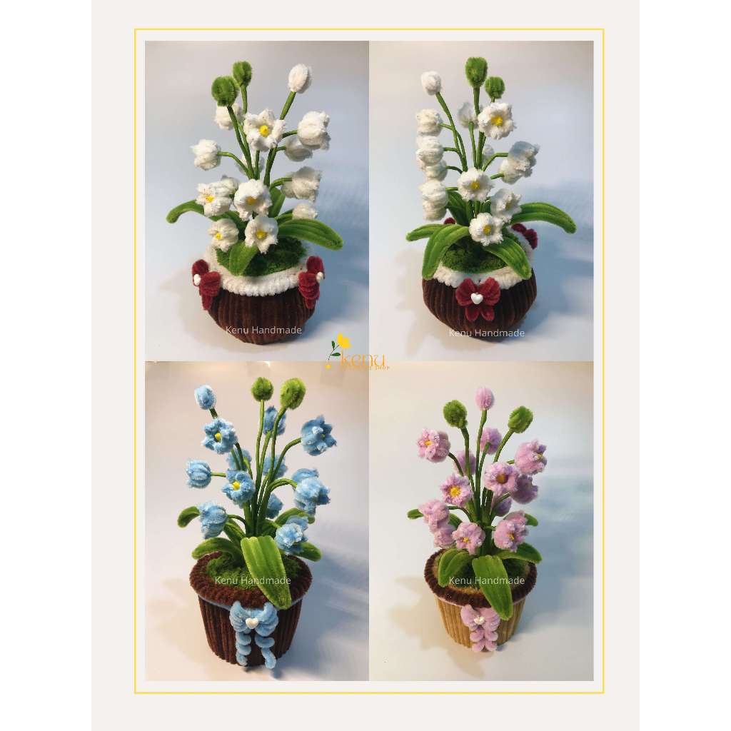 Hoa linh lan mini bằng kẽm nhung dùng để decor phòng học, bàn làm việc và làm quà tặng