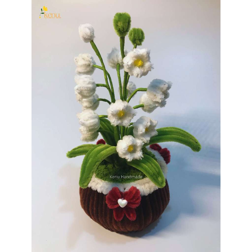 Hoa linh lan mini bằng kẽm nhung dùng để decor phòng học, bàn làm việc và làm quà tặng
