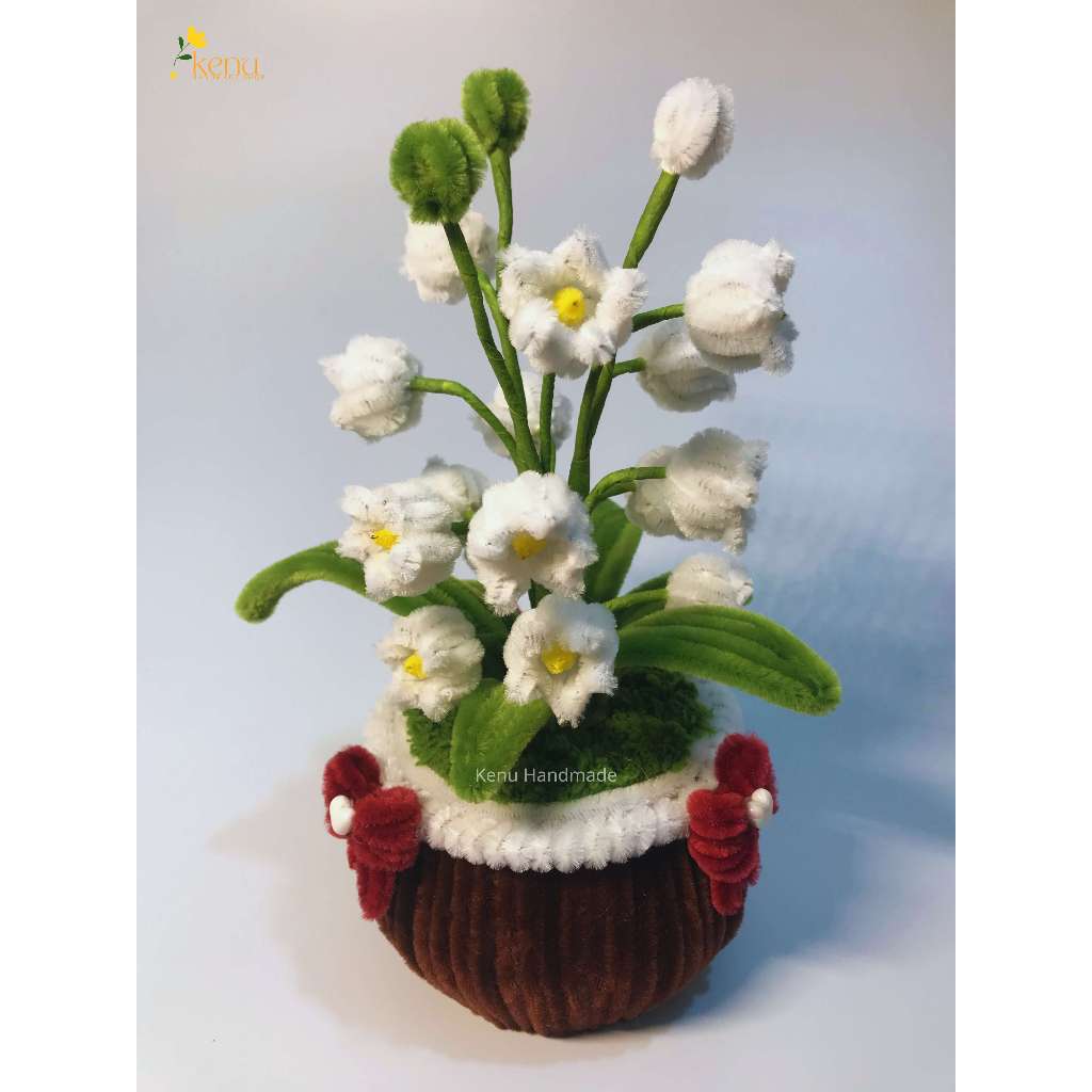 Hoa linh lan mini bằng kẽm nhung dùng để decor phòng học, bàn làm việc và làm quà tặng