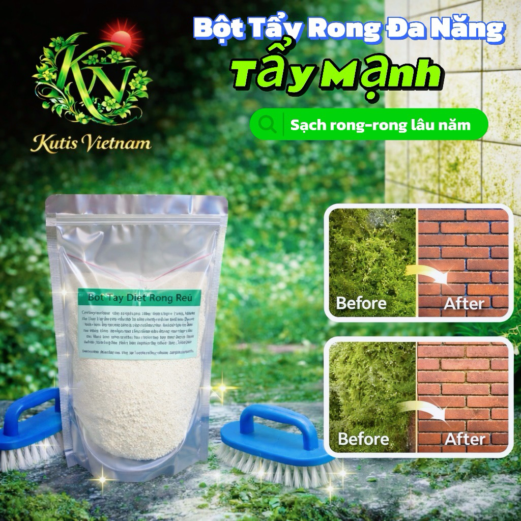 Bột tẩy rong rêu 2 thành phần, tẩy rong sạch nền, rêu dáy nền xi măng, nấm mốc 450g-1000g