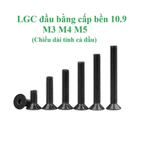 50 cái M3 M4 M5 M6 Bulong lục giác chìm đầu bằng đen thép mạ cấp bền 10.9