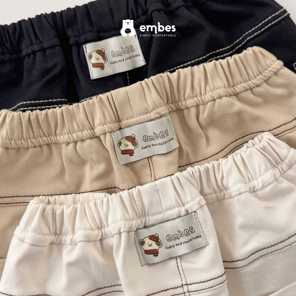 Quần Kaki Cho Bé Embes, Quần Kaki Basic Chất Kaki Dày Mặc Cho Bé Trai Bé Gái Size Từ 8-18Kg