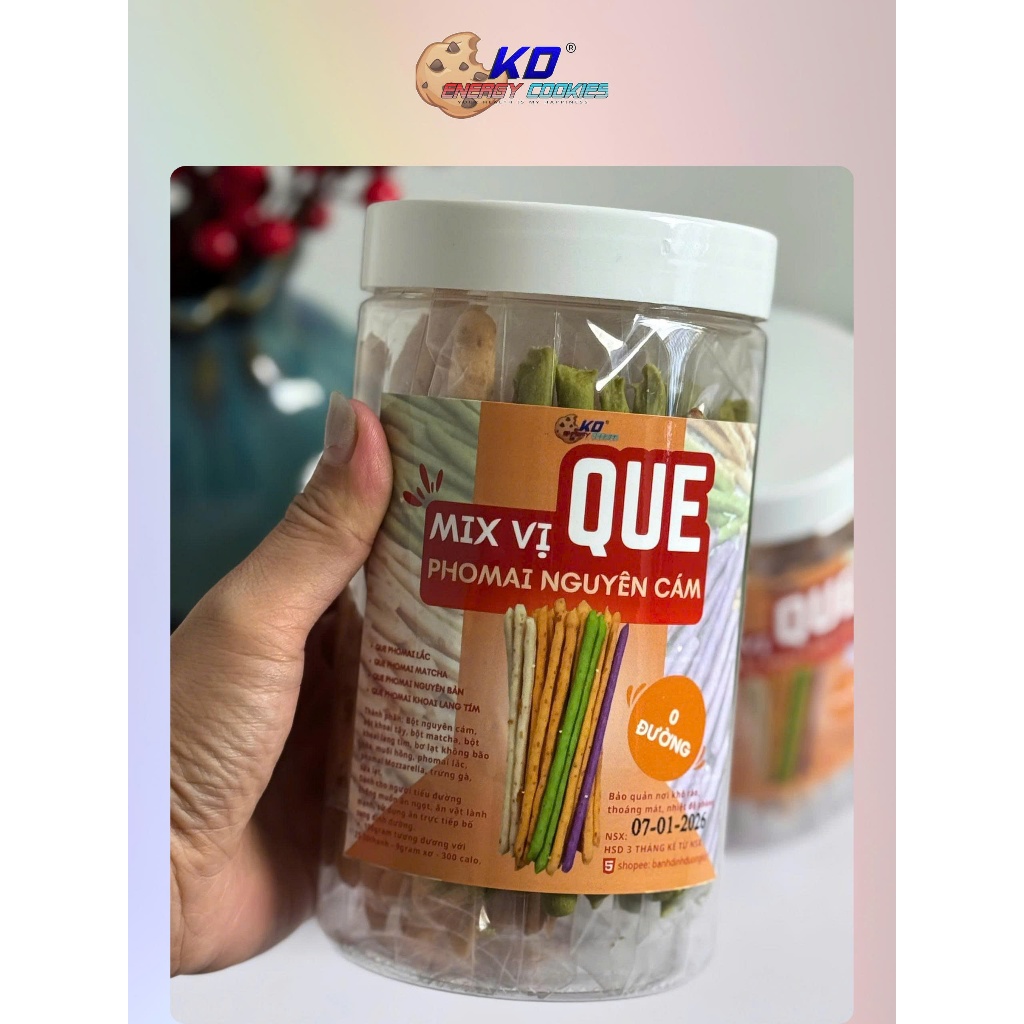 Bánh Phomai que Nguyên cám 0 đường KD Healthy Food mix 4 vị 250g/ hộp
