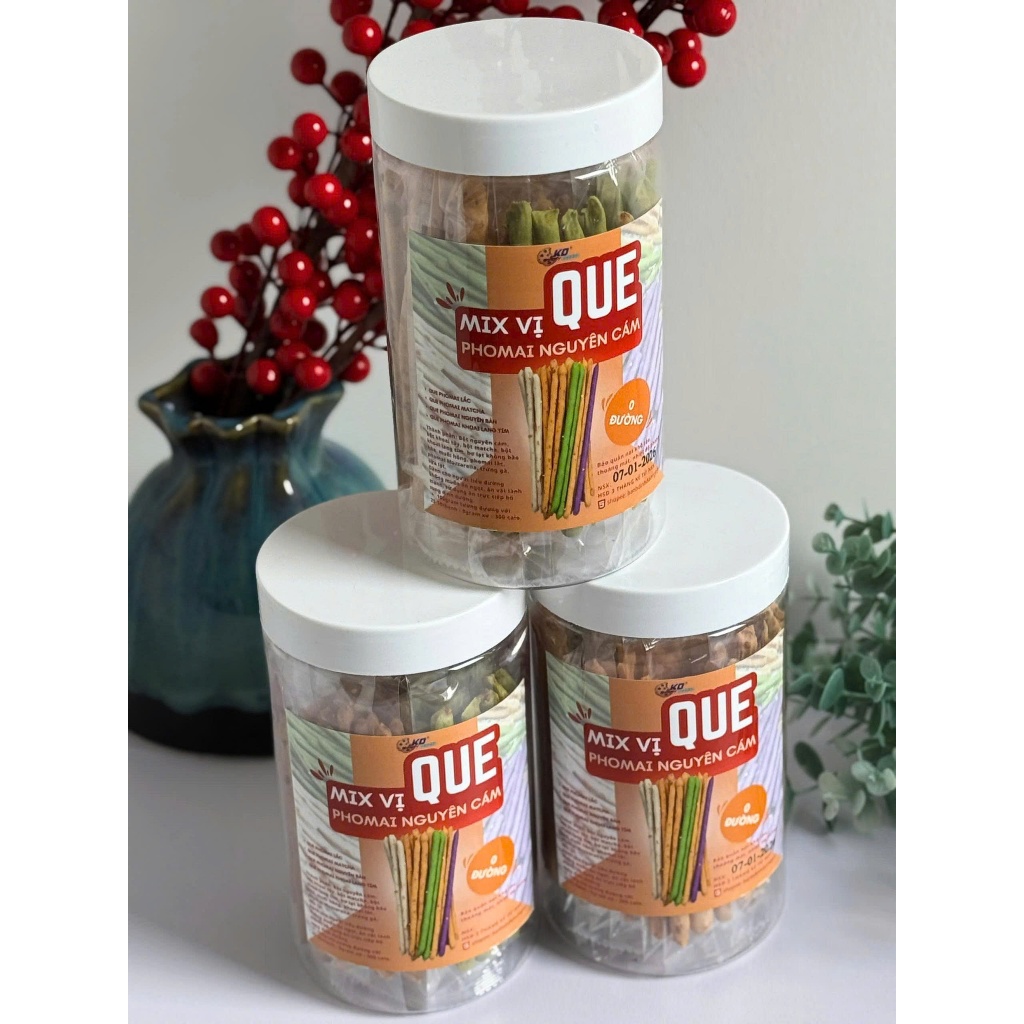 Bánh Phomai que Nguyên cám 0 đường KD Healthy Food mix 4 vị 250g/ hộp