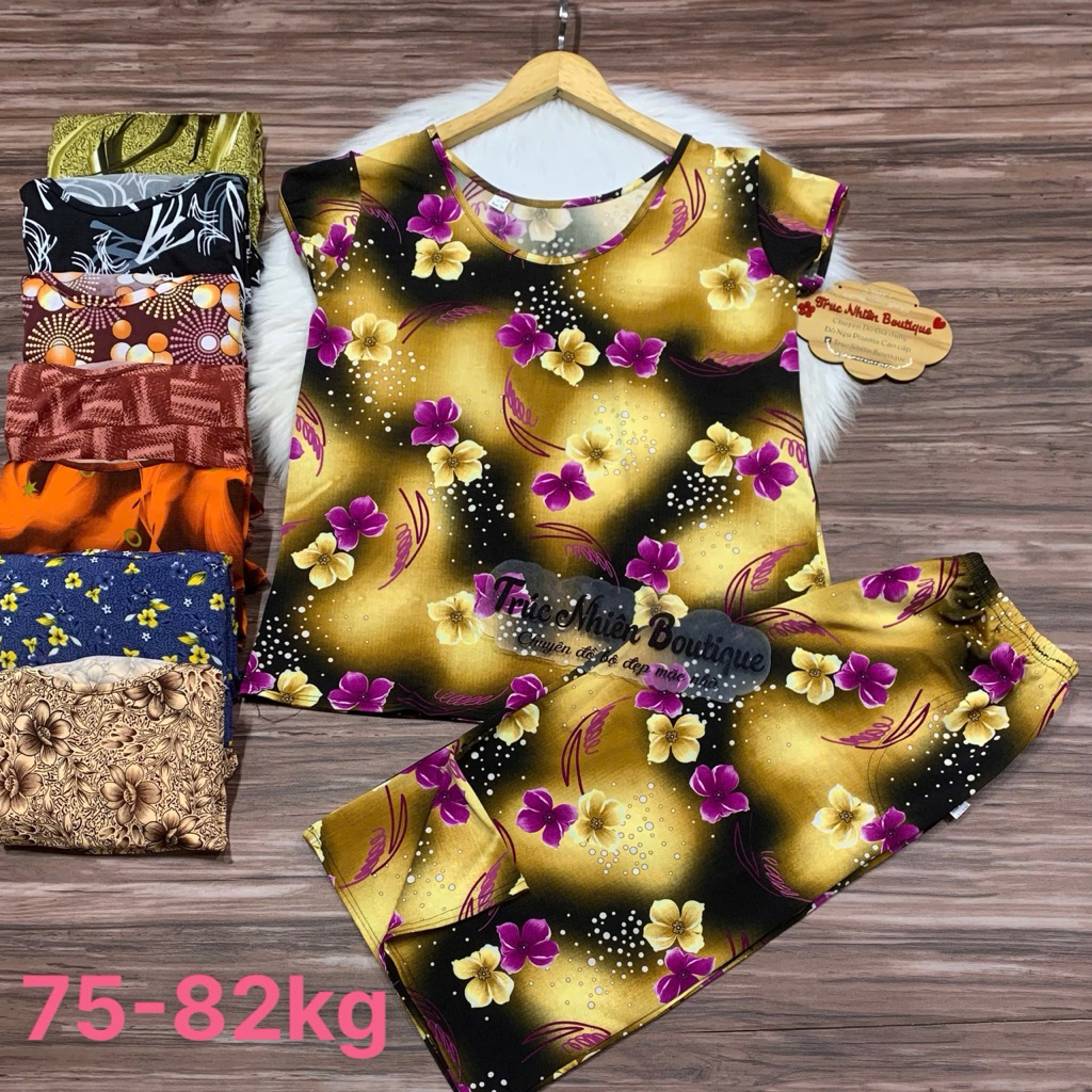 Đồ bộ trung niên lửng rộng thun aty cho mẹ mặc nhà 75-82kg -AT06