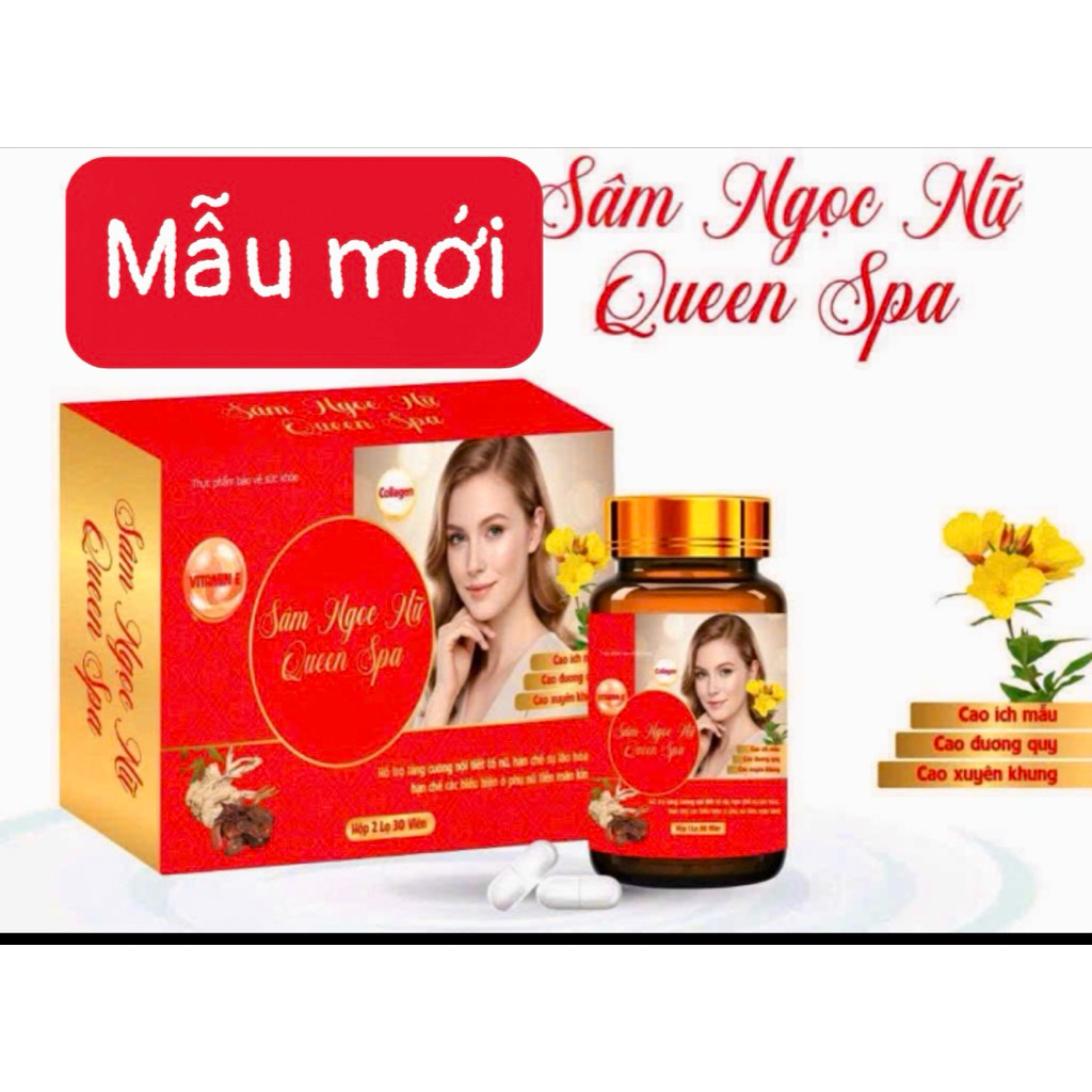 ✅(chính hãng) sâm Ngọc nữ queen spa hỗ trợ đẹp da, cân bằng nội tiết, hộp 2 lọ tổng 60v (date mới)