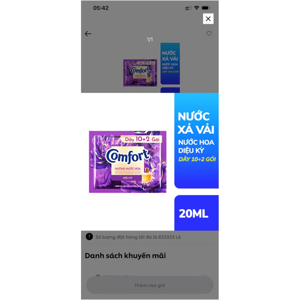 Bán Combo 10 Dây Nước xả vải Comfort dạng gói 10+2 gói – Nhiều hương thơm cao cấp, lưu hương lâu, mềm vải vượt trội