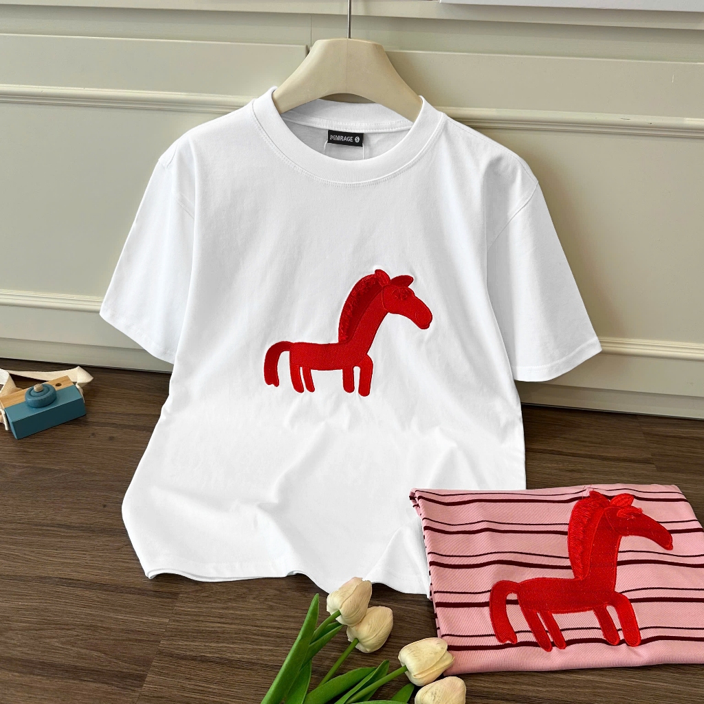 Áo Thun Mirage Ngựa Thêu Local Brand Chất 100% Cotton Mềm Mịn Thoáng Mát.