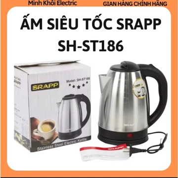 Ấm siêu tốc inox SRAPP SH-ST186,ấm đun nước siêu tốc,inox ấm điện siêu tốc,ấm đun nước nóng,bình siêu tốc,ấm điện inox,ấ
