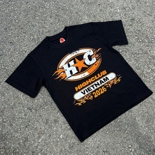 Áo thun HC RACING TEAM Tee - HIGHCLUB Tay lỡ cổ tròn màu ĐEN - UNISEX
