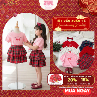 Set Đồ Bé Gái LOVE MORE AZB599 – Áo Thun In Chữ & Chân Váy Xinh, Dáng Tiểu Thư Dễ Thương