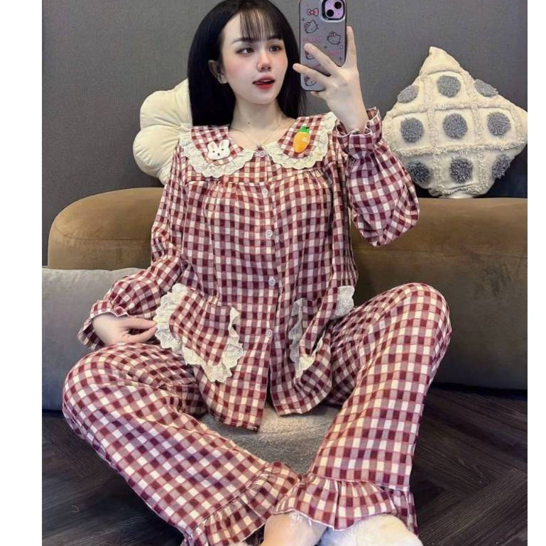 Bộ Thỏ Cà Rốt Kẻ Caro MS A18
