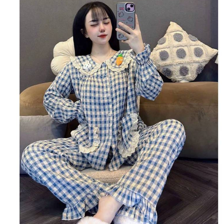 Bộ Thỏ Cà Rốt Kẻ Caro MS A18