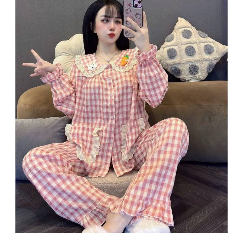Bộ Thỏ Cà Rốt Kẻ Caro MS A18