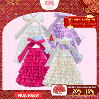 Váy Yếm Bé Gái Nhiều Tầng A237 – Chất Tơ Mềm Nhũ Lấp Lánh, Form Tiểu Thư