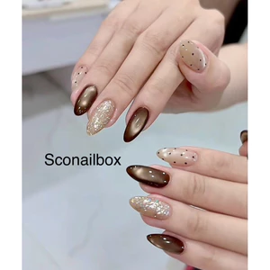 NAIL BOX MẮT MÈO NÂU HỢP MỆNH THỔ MÓNG UP MẮT MÈO